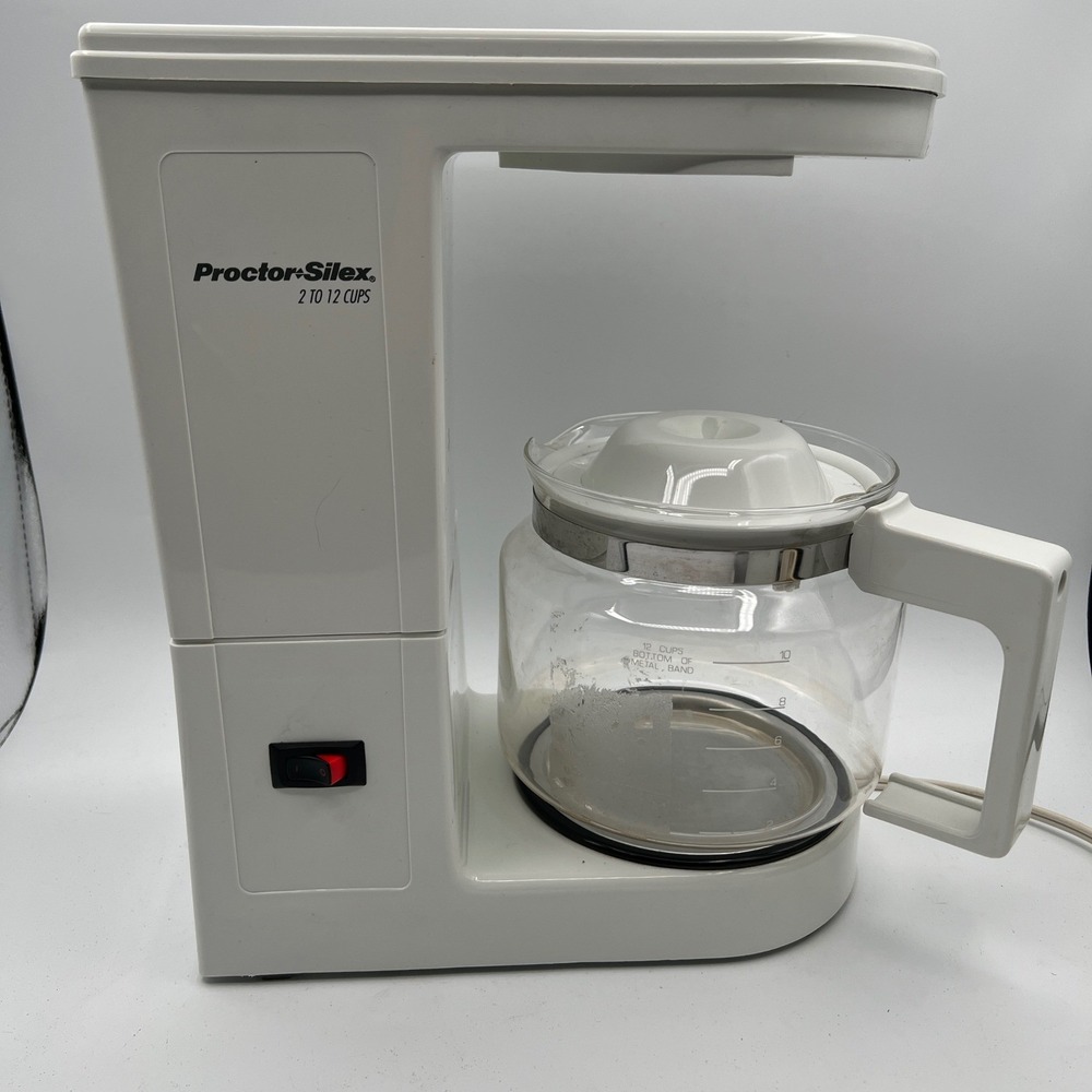 VTG Proctor Silex 12 Cup Automatic Drip Coffee Maker White Glass Carafe A607A